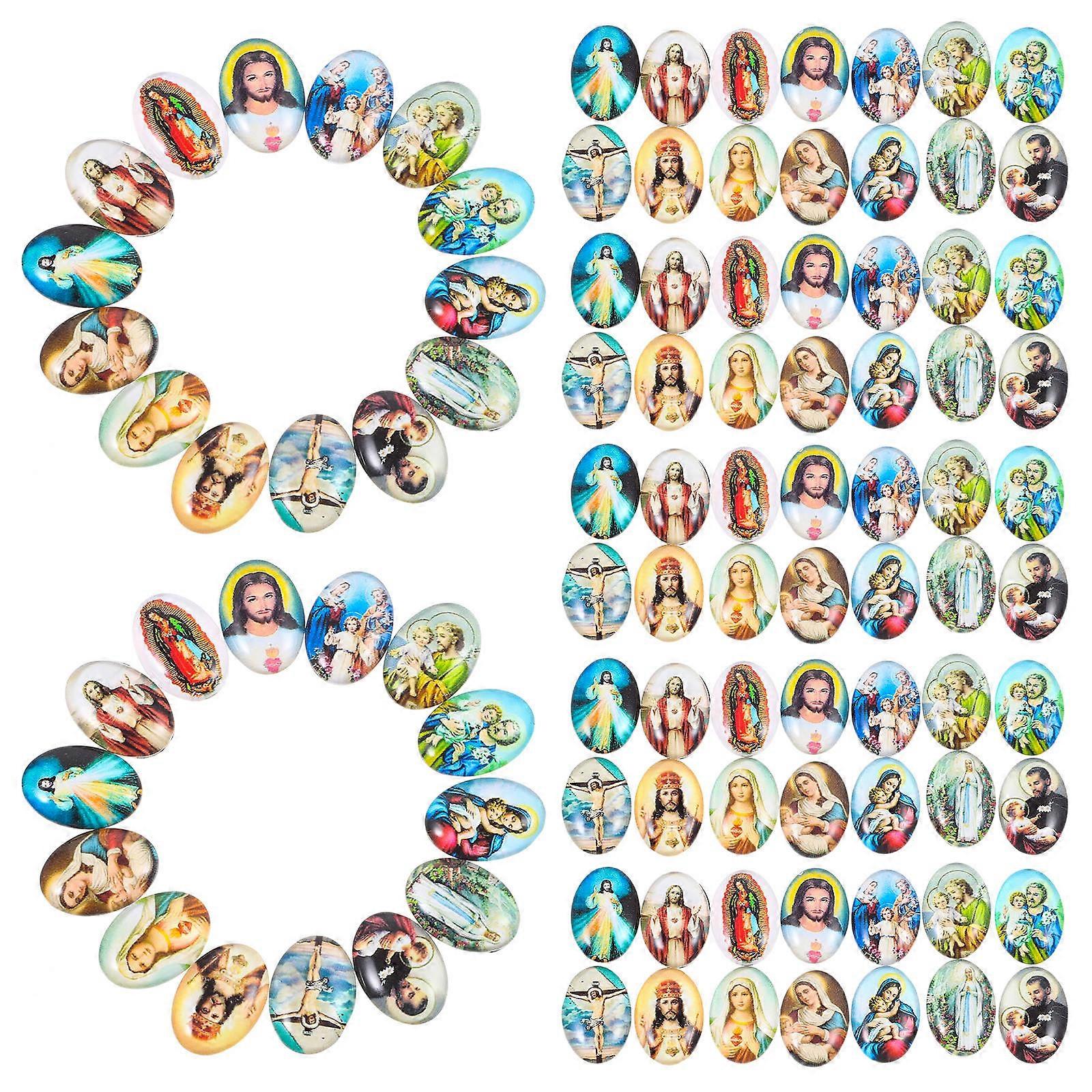 Glass Beads Flatback for Jewelry Making 100Pcs Assorted Cabochons