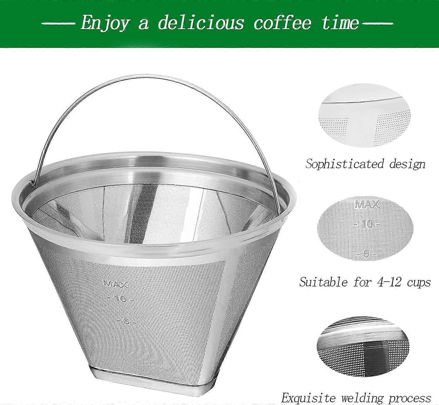 Coffee Filter 4 Cone Coffee Filter Reusable fit for Cuisenart Ninja Hamilton Beach Brewer (Not Applicable to Ninja CE251,Ninja CF200)