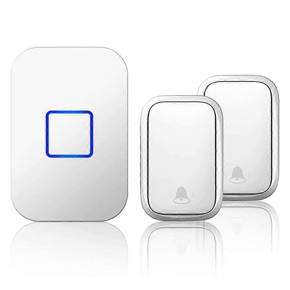 Wireless Battery Doorbell Kit with 2 Transmitters and 1 Receiver, IP44 Waterproof, Long Range, Adjustable Volume, White