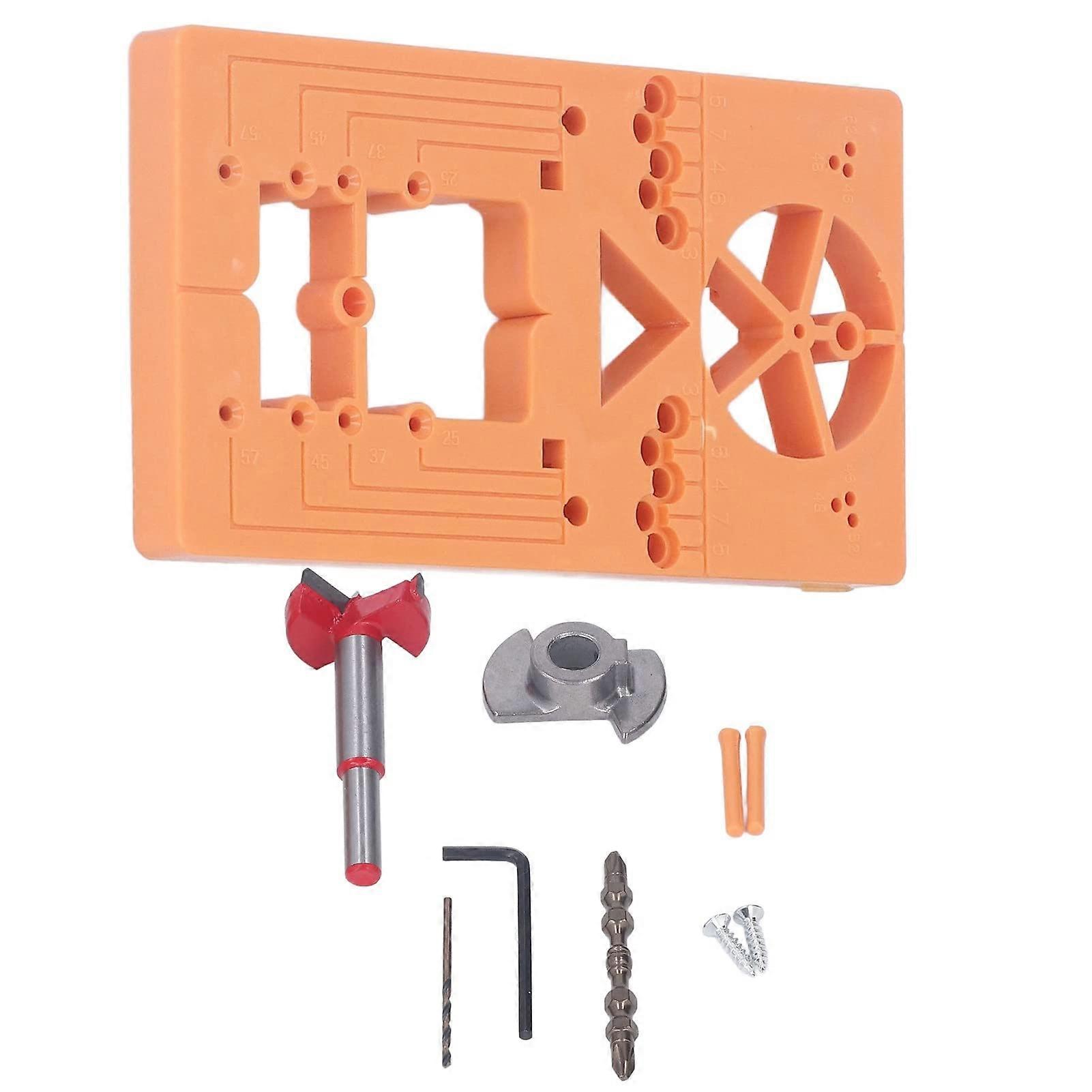 35mm Hinge Jig for Precise Cabinet Door Installation, Alloy Steel Drill Kit with Saw and Bit