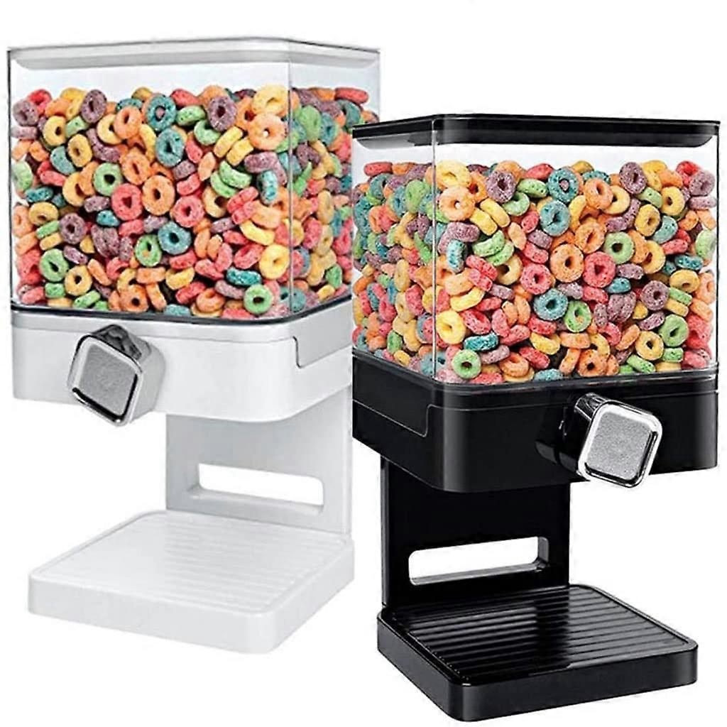 Large Capacity Rice Storage Container and Sealed Cereal Dispenser with Transparent Window White Black