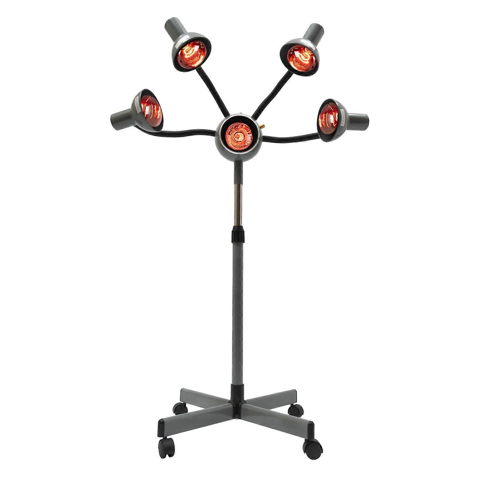 Professional 5Head Infrared Standing Salon Hair Dryer 750W with Adjustable Height and Wheels for Color Treatment