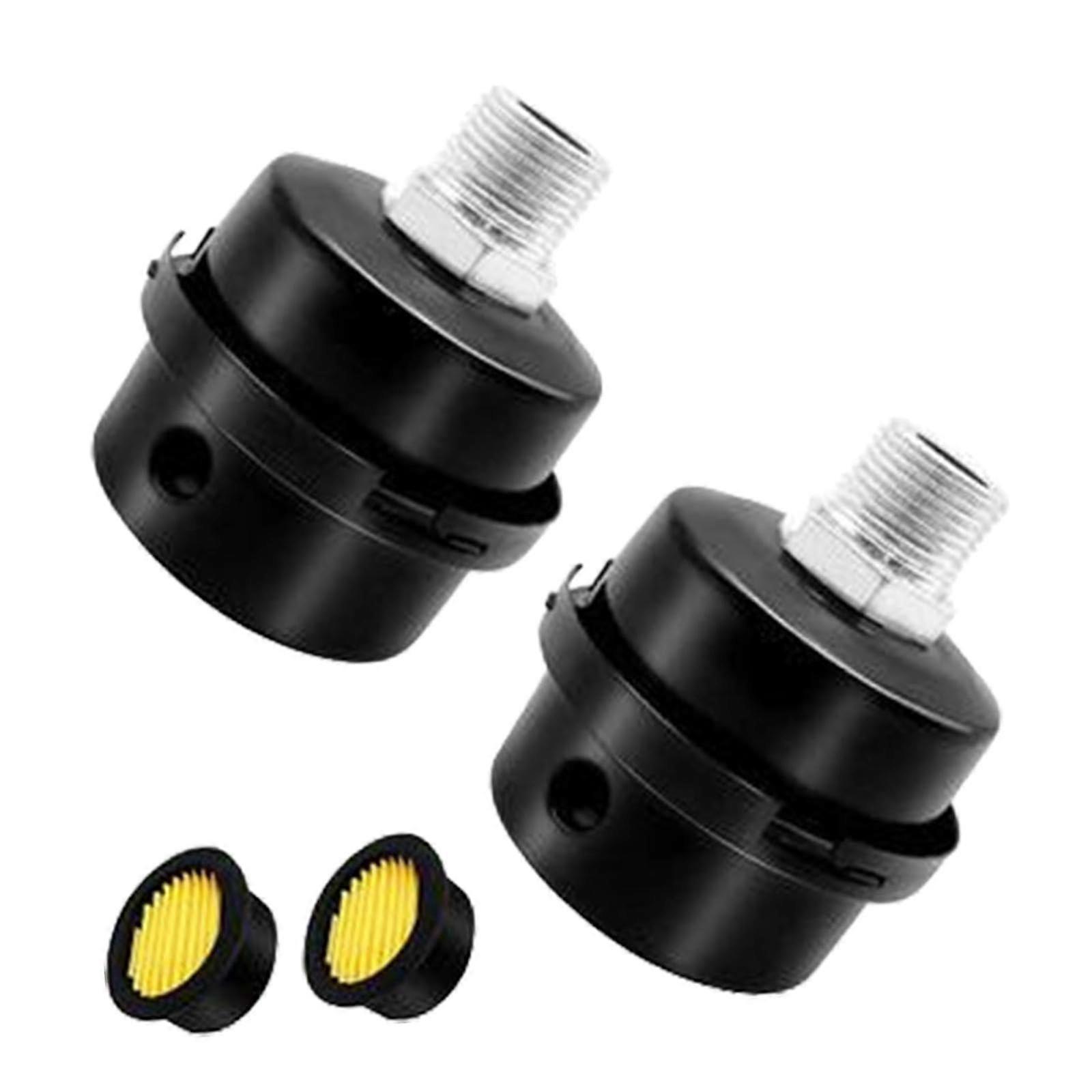 2Pcs 1/2 Inch Air Compressor Silencer with Air Intake Filter for Noise Reduction and Easy Cleaning