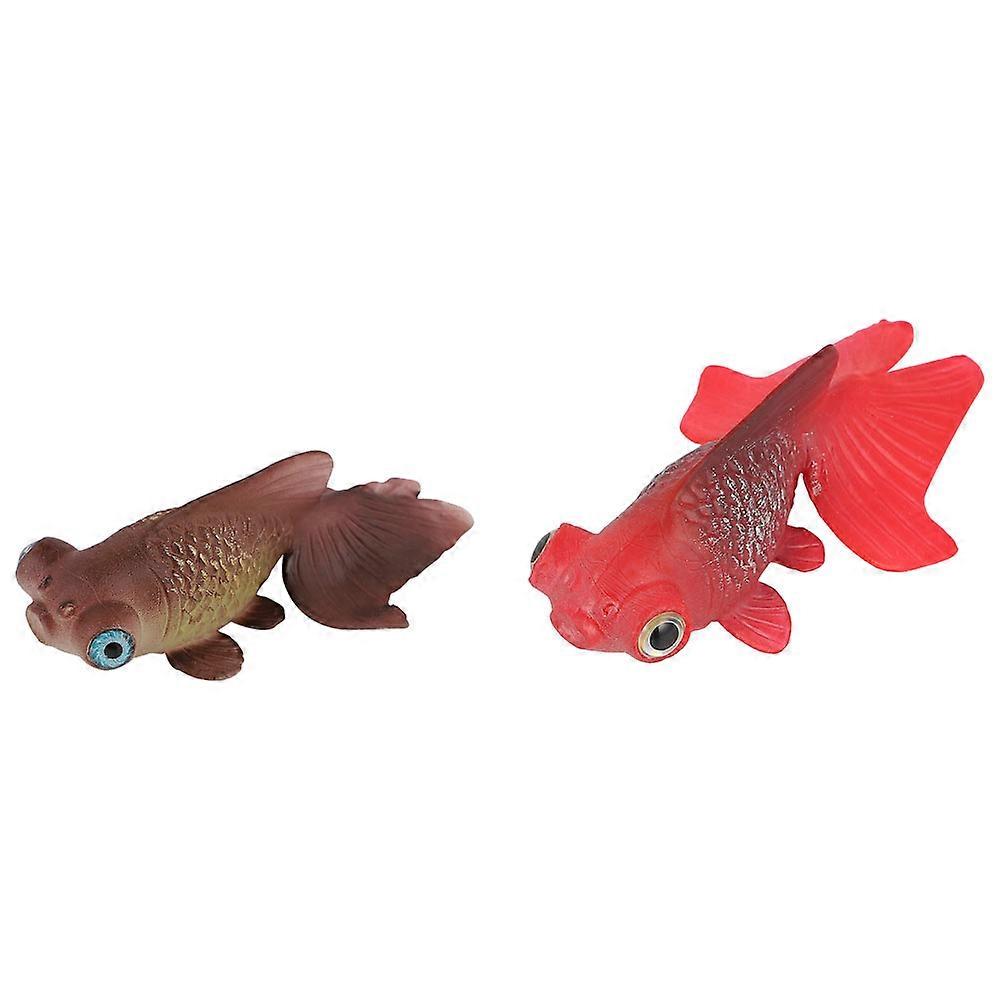 Red Silicone Simulation Fish Ornament for 2Pcs Aquarium Decoration