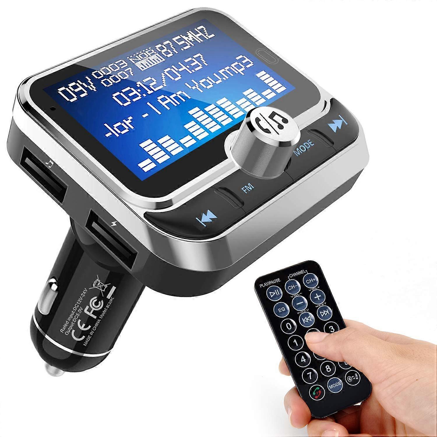Bluetooth FM Transmitter for Car with Fast Dual USB Charging, 1.8' Large Display, Noise Reduction