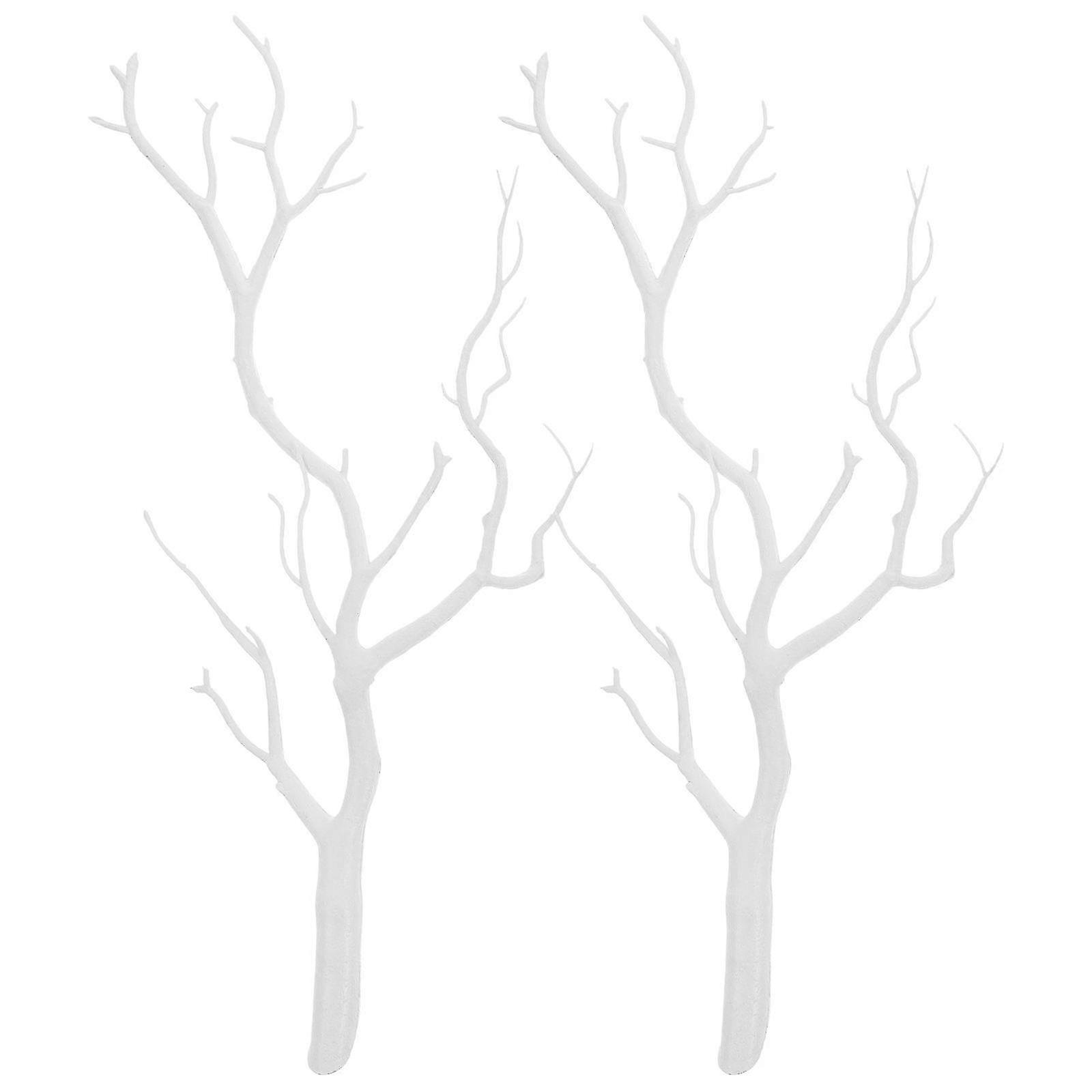 2 branches d'arbre blanches et noires décoratives (25-26 cm)