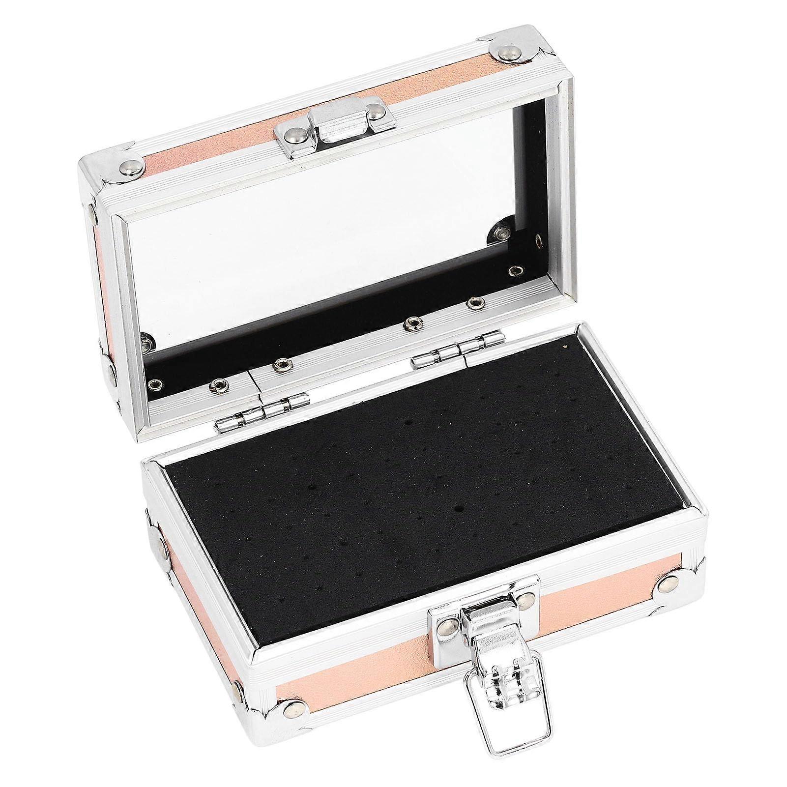 Nail Drill Bits Holder 50Hole Aluminum Alloy Storage Box with Secure Lock for Manicure Tools