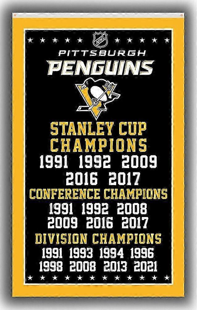 Pittsburgh Hockey Team Suvenirflagg Pingviner Vinner Shape 708