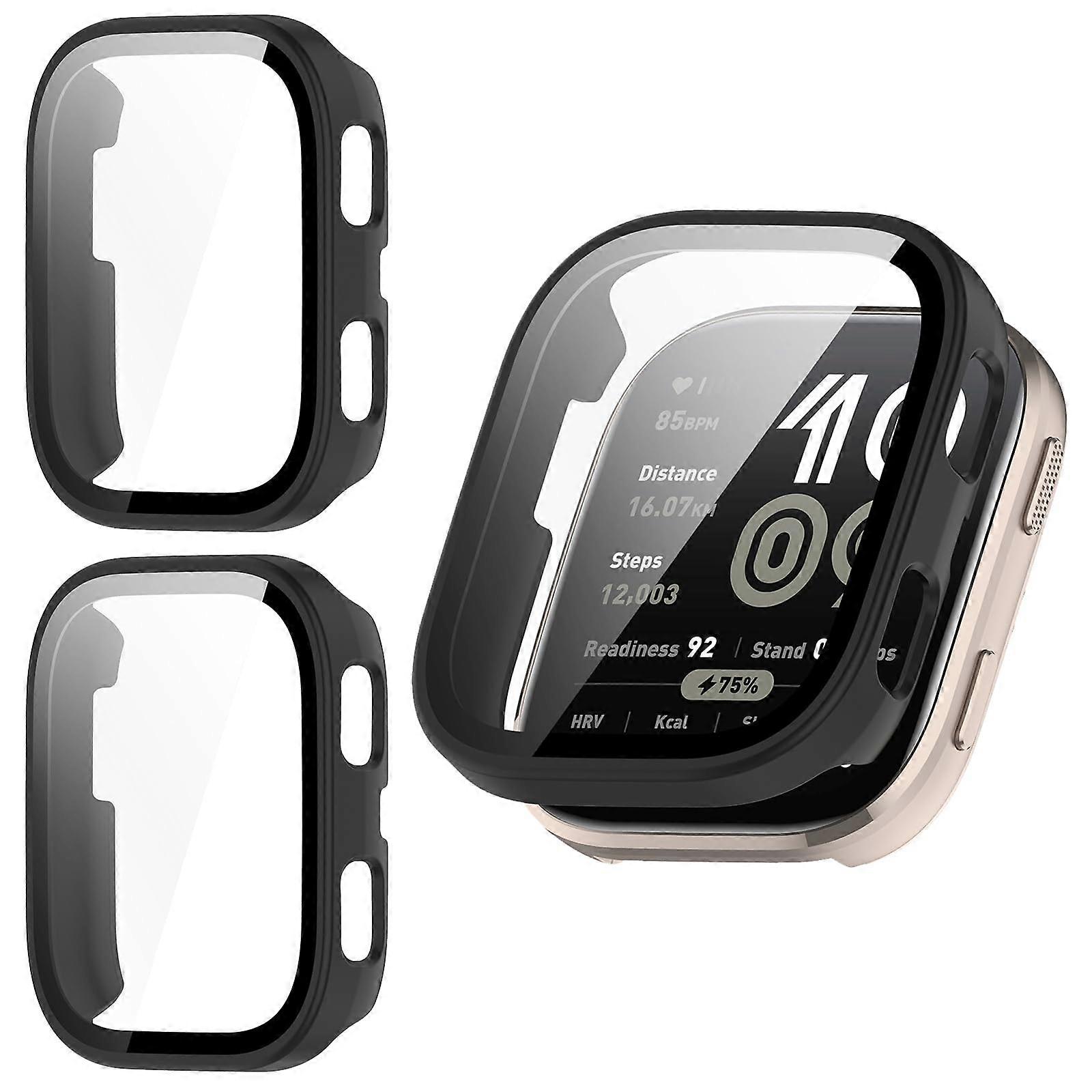 2 Pack Screen Protector Case with Builtin Tempered Glass Full Coverage Hard PC Bumper for Amazfit Bip 6