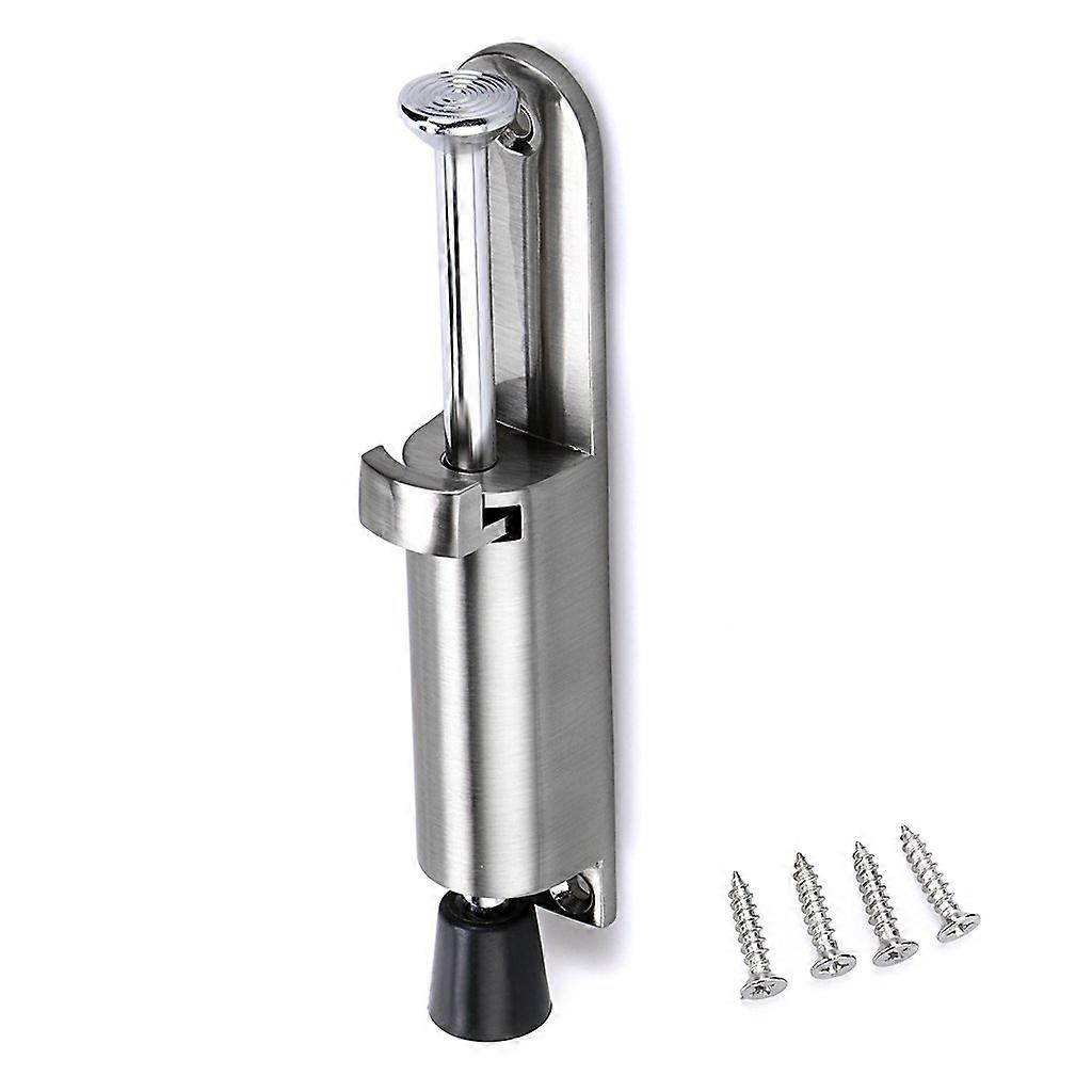 Kickdown Door Stopper Stainless Steel Spring Loaded Adjustable Hands Step Control Silver