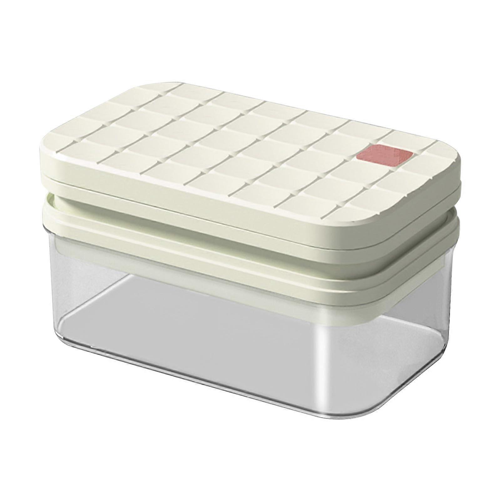 Ice Cube Tray 56 Grid Double Layer Large Capacity Mold with OdorProof Lid for Home Use White