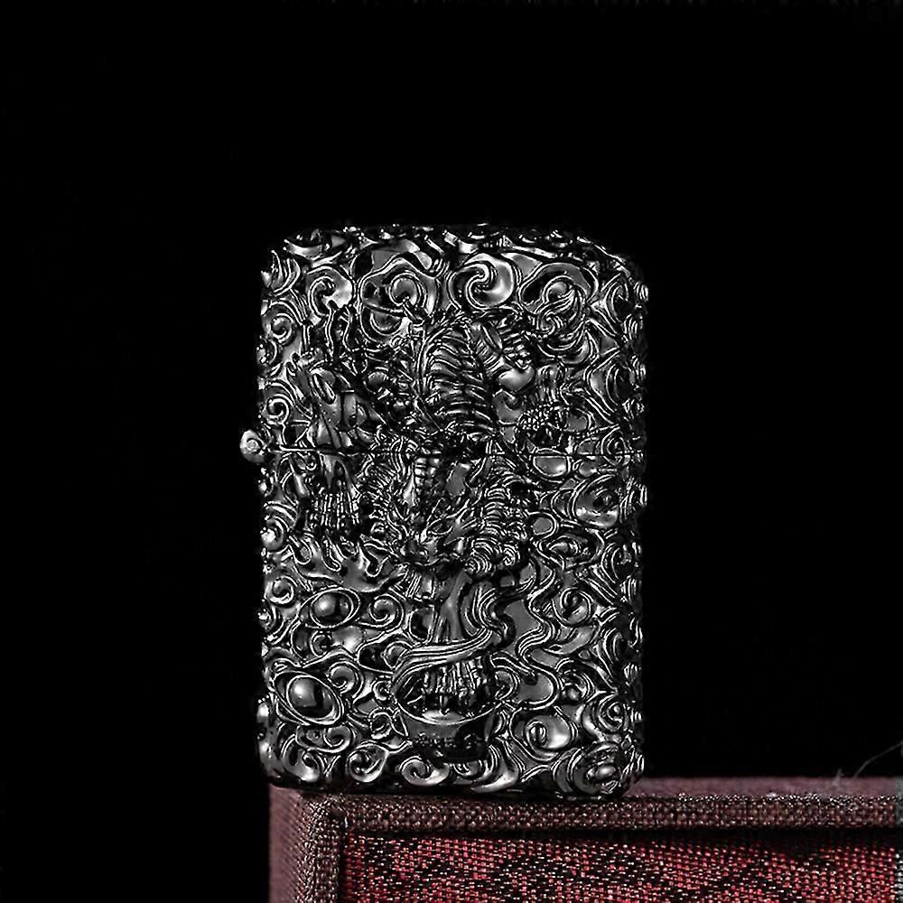 Embossed Paraffin Lighter Vintage Grinding Wheel Ignition for Camping