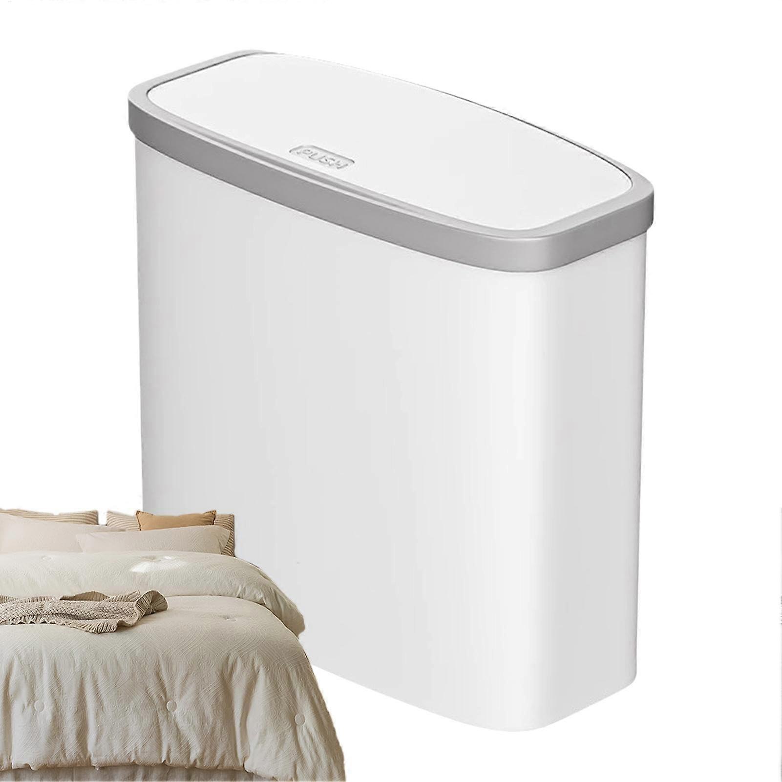 Slim Trash Can with Lid, Compact SpaceSaving Garbage Bin for Kitchen, Bathroom and Bedroom