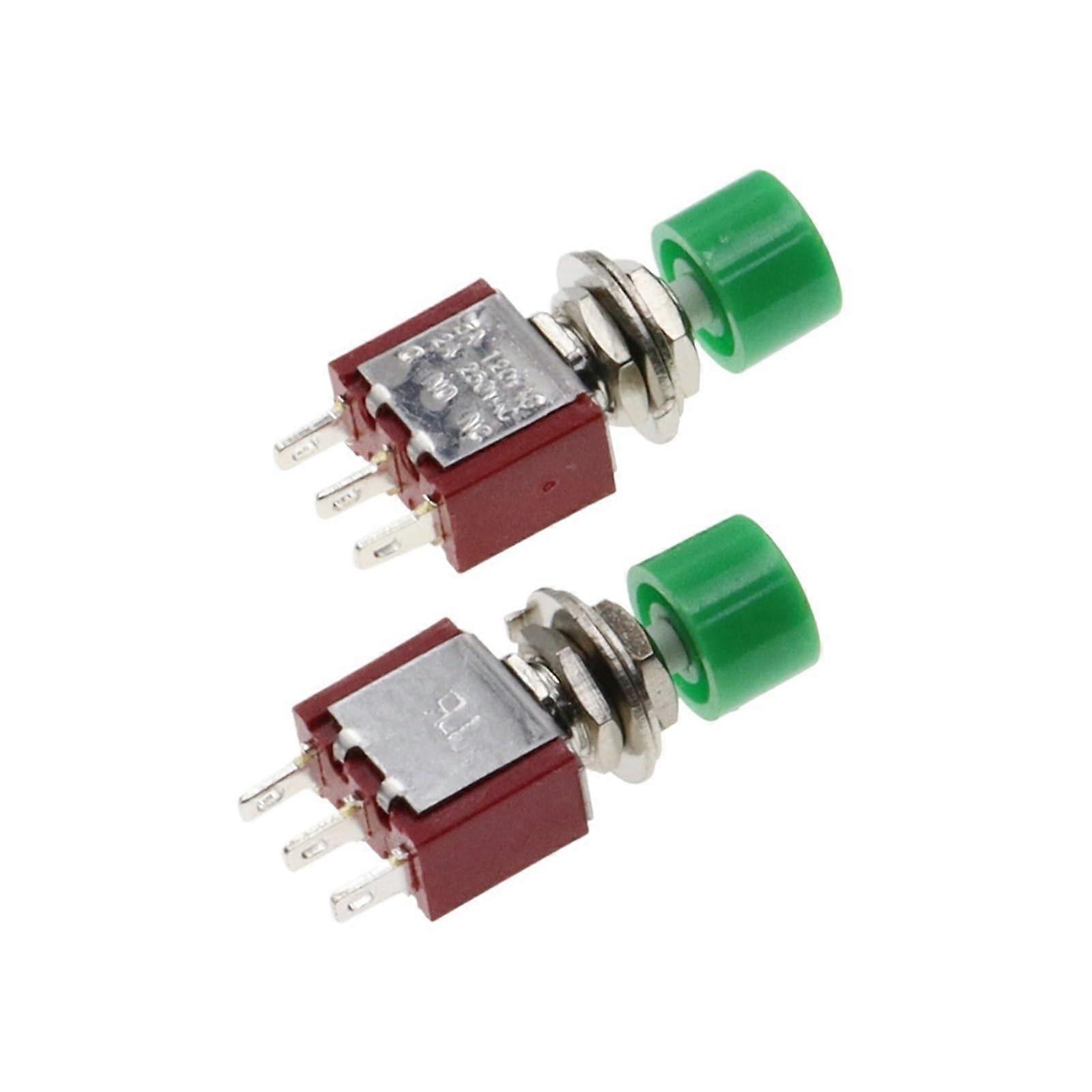 Green 3 Pin C NO NC 6mm Momentary Push Button Switch ON(ON) Dual Current Ratings