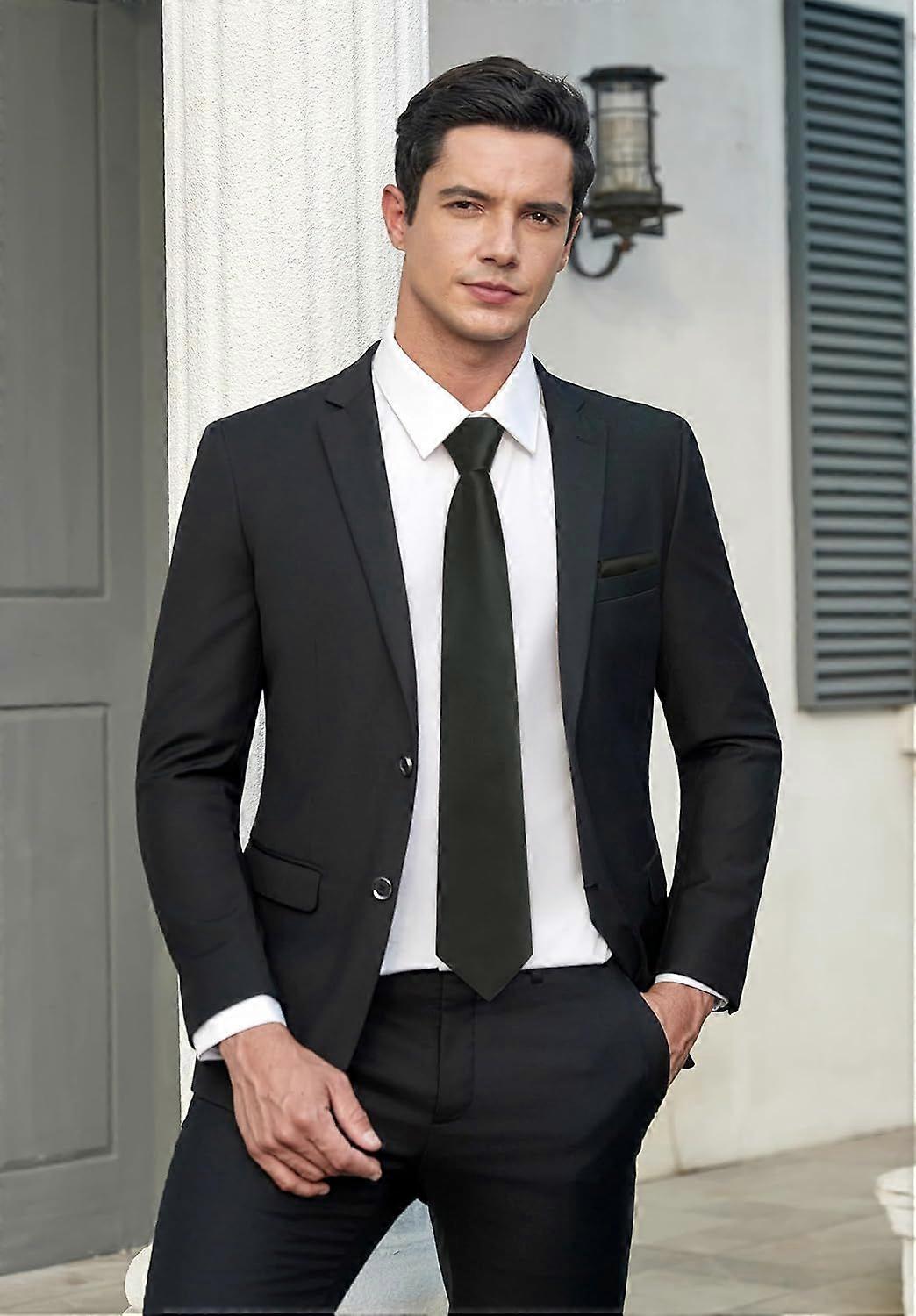 Ties for Men Formal Ties with Pocket Square Set Classic Solid Color Mens Tie