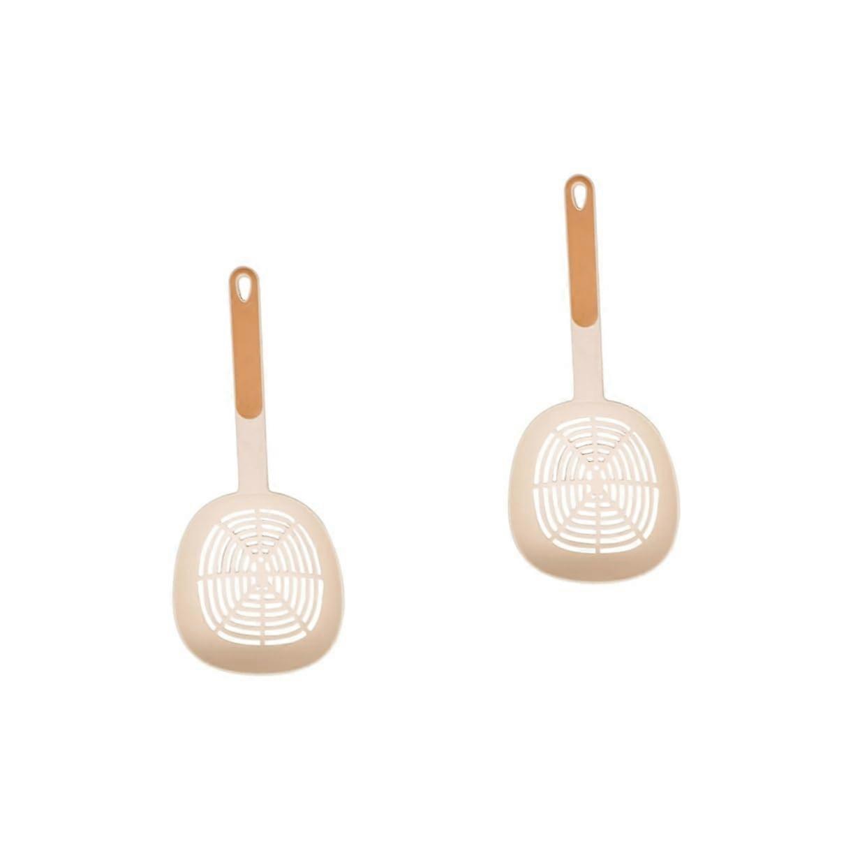 2pcs Plastic Slotted Spoon for Cooking with Ergonomic Handle Kitchen Strainer Dishwasher Safe