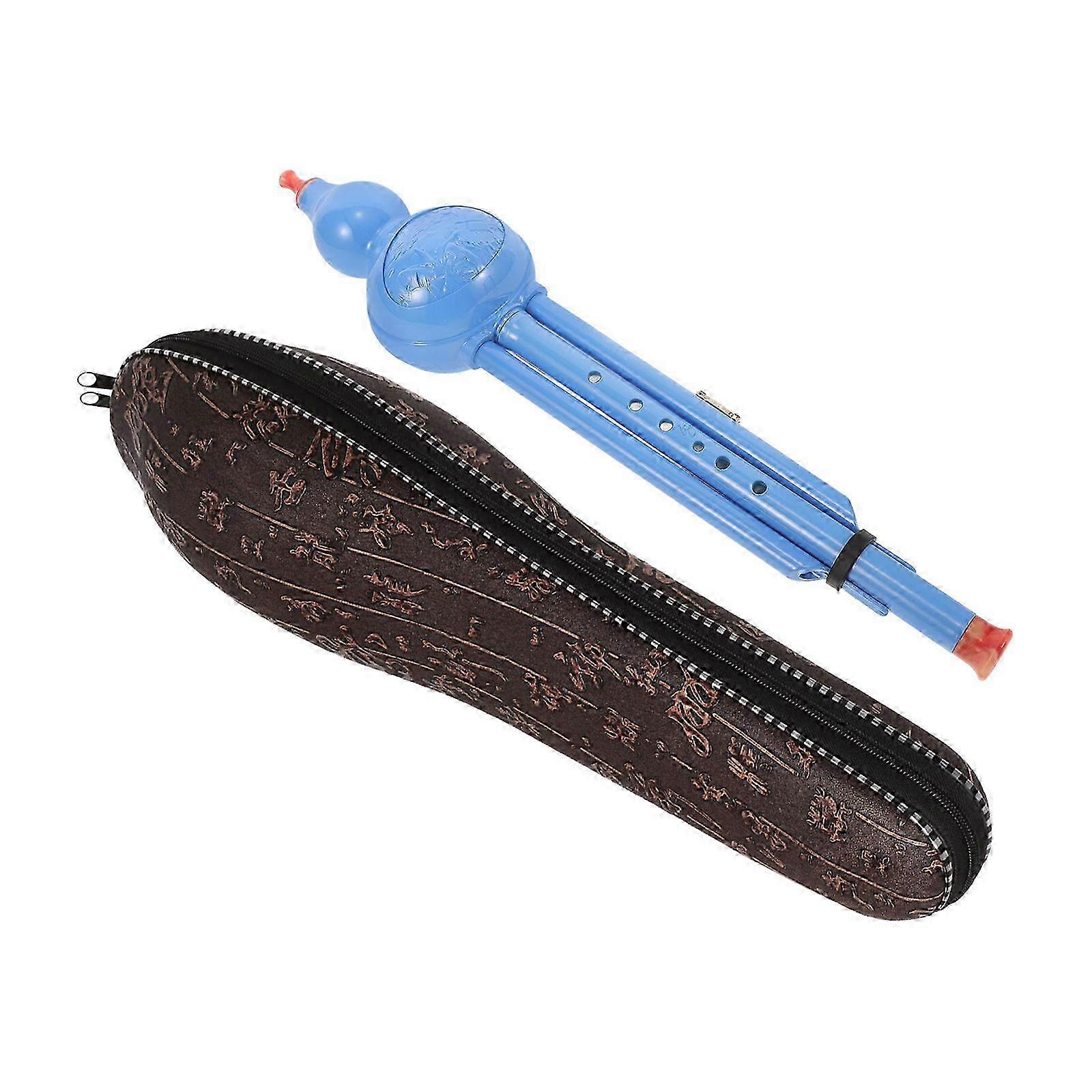 Plastic Hulusi Flute Instrument for Beginners with Blue Case