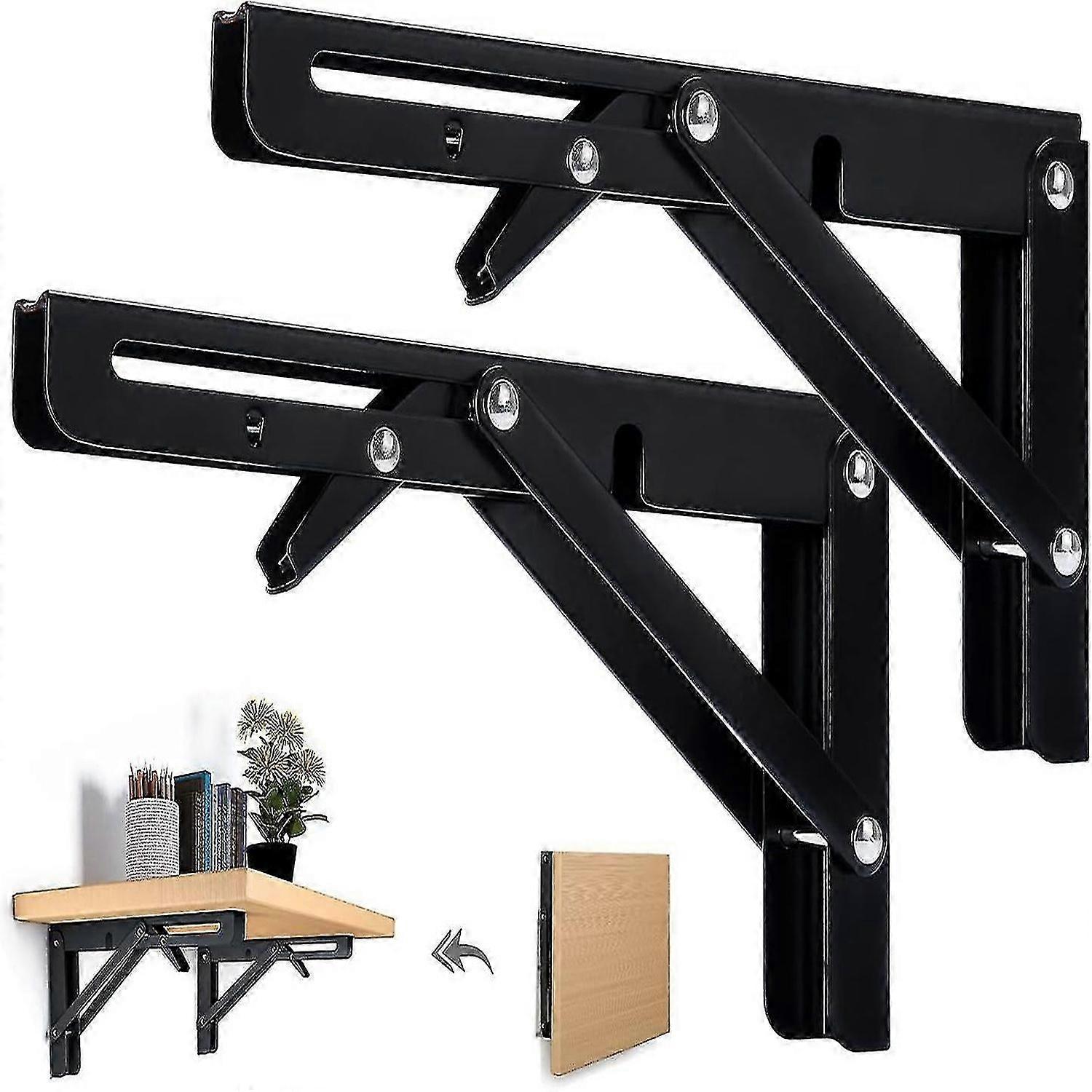 Shelf Brackets, 40 Cm, 2 Pack Folding Console, Heavy Duty Folding Shelf Brackets, Table Hinge, Load Capacity 50 Kg, For Tabletop, Folding Table, Wall