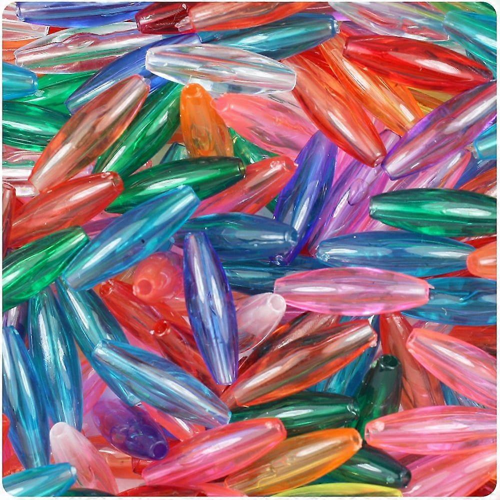 Multi Transparent 19mm Spaghetti Plastic Beads (150pcs)