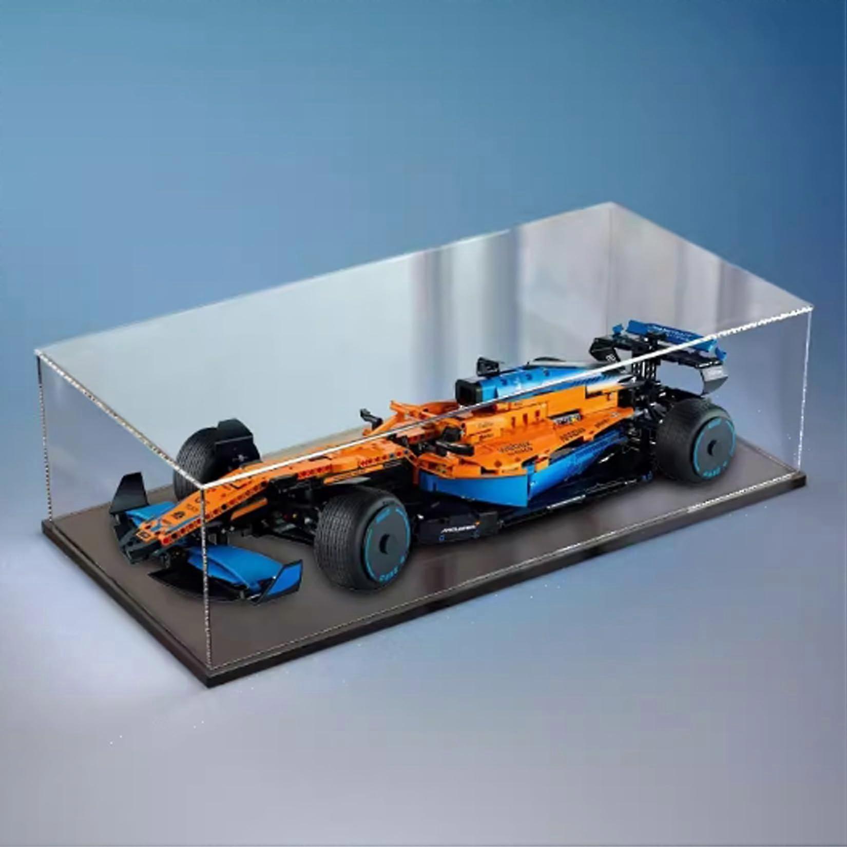 Acrylic Display Case for  42141 Formula Racing Car, Transparent Dustproof Box with Black Base