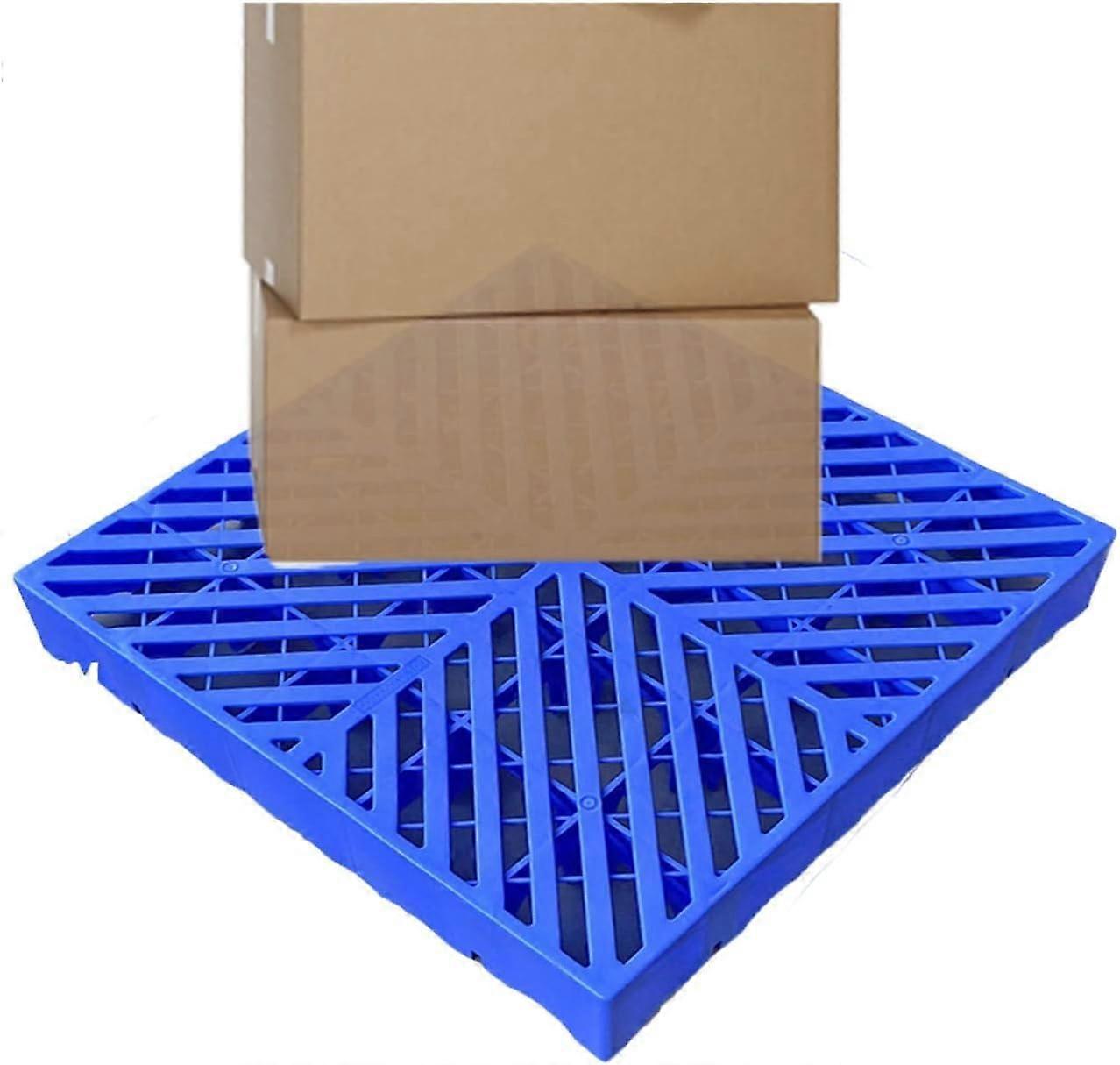 Plastic Storage Pallet 50x50x10cm Blue Polyethylene Raised Platform with SlipResistant Surface