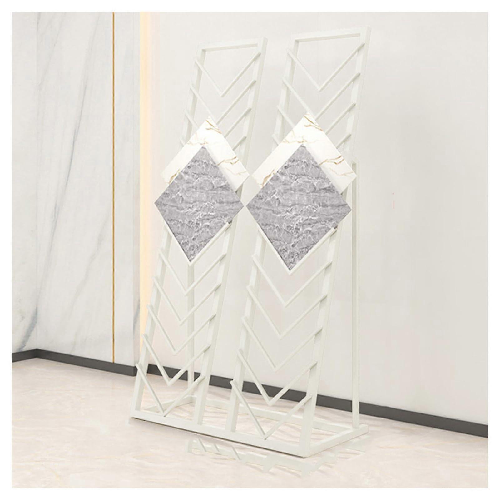 Floor Tile Display Stand Double Row 24 Layers Large WallMounted Rack for Flooring Samples White