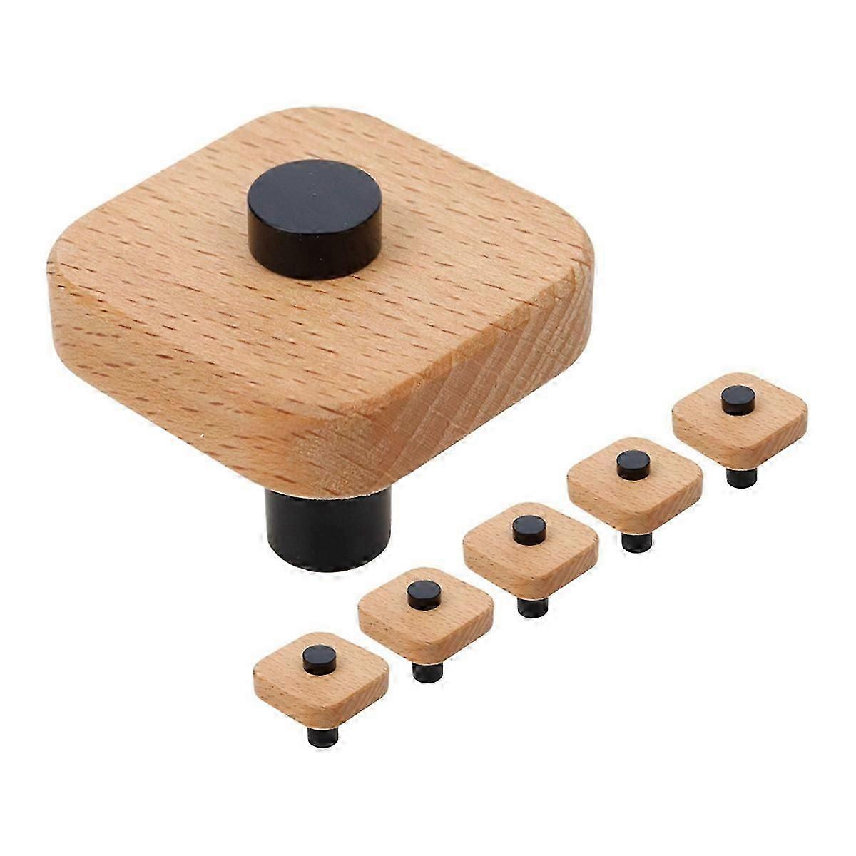 Wood Knobs,6Pcs Natural Wooden Dresser Drawer Knobs Kitchen Cabinet Pulls Handles Square Drawer Dres