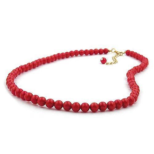 Kette, Perle 6mm rot-glänzend, 42cm