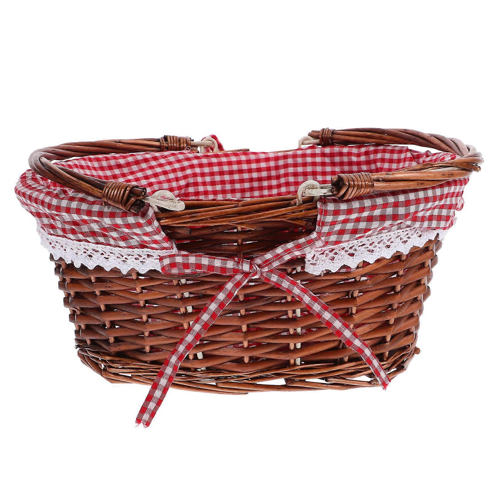 Rustic Wicker Picnic Basket for Home Use Coffee Material
