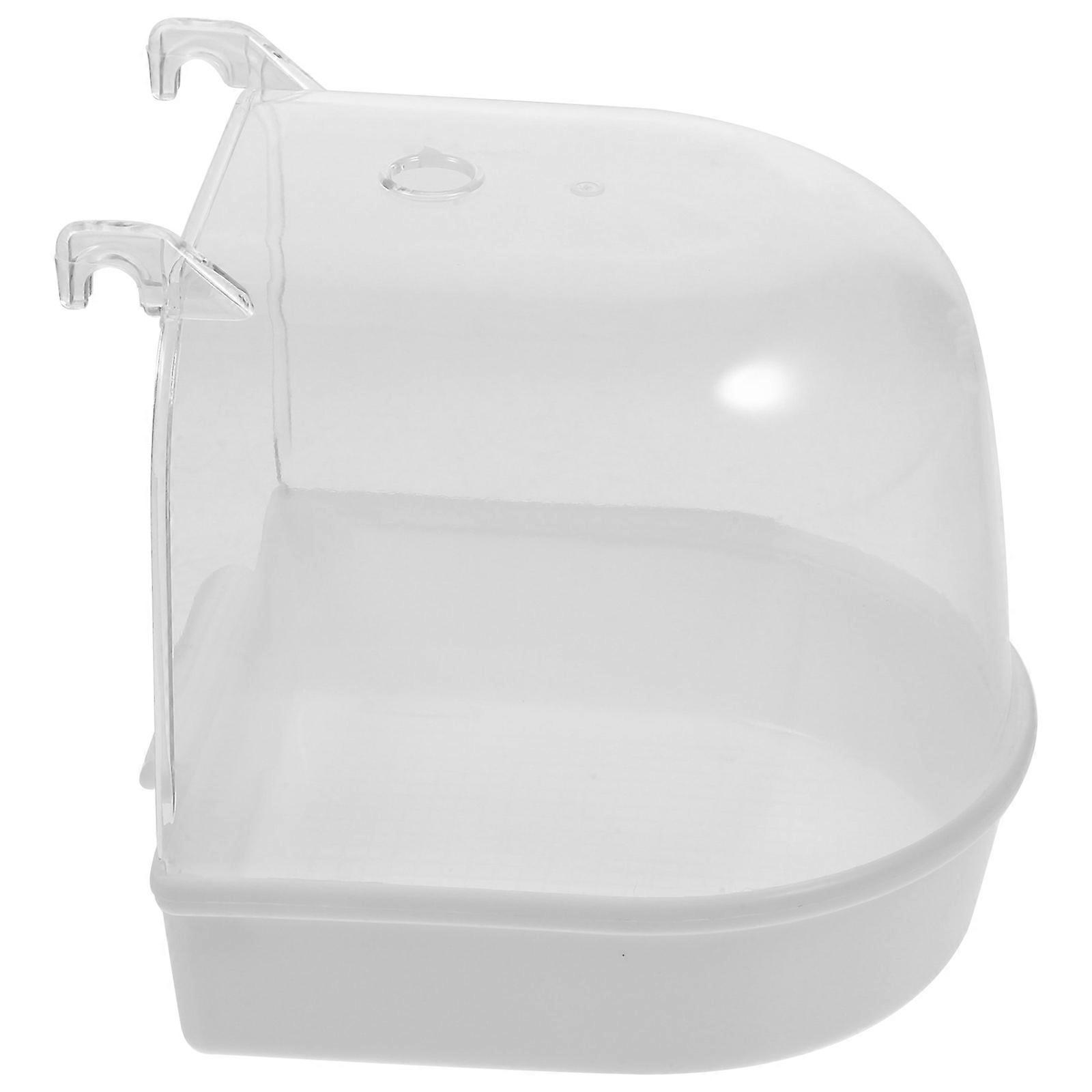 Bird Bath Washing Basin Caged Covered for Canaries White