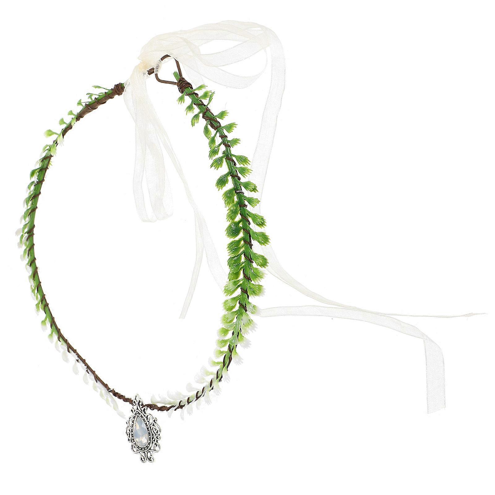 Fairy Headband Leaf Crown for Decoration Rhinestone Simulation Leaf Crown