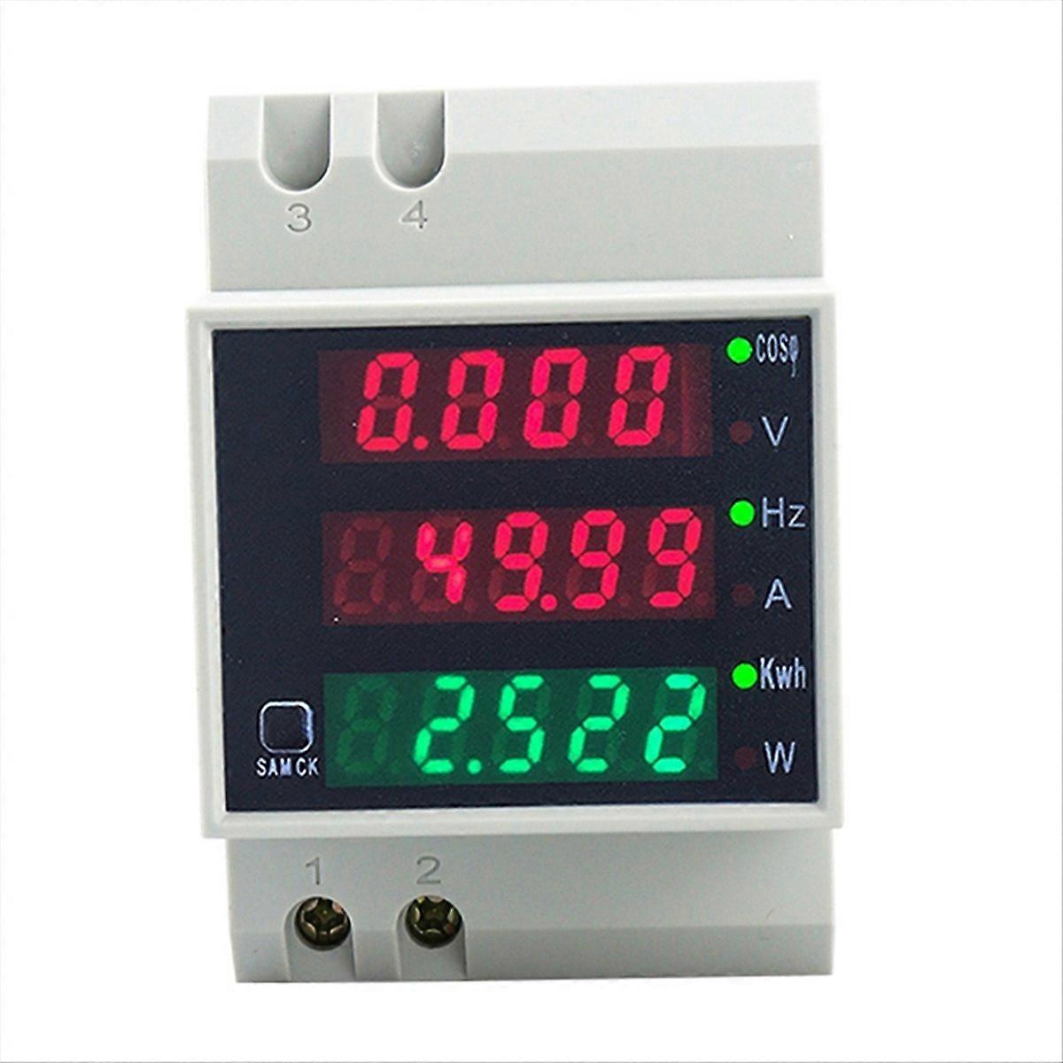 D52-2058 Wattmeter Din Rail Volt Current Meter Power Factor Digital Meter AC80-300V Multi-Function K