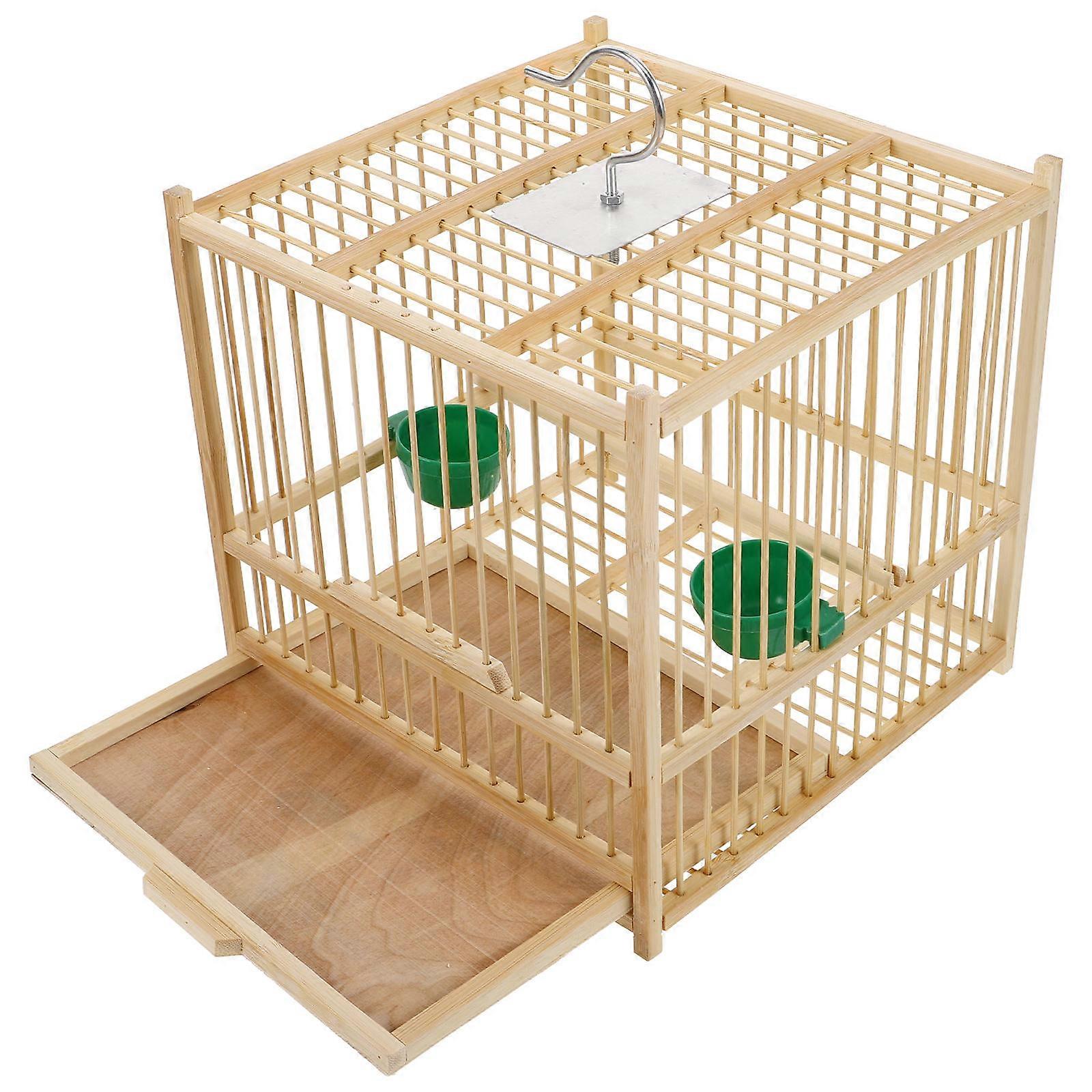 Bamboo Parrot Cage with Hanging Hook Bird Keeping Cage 3Sets for Home Use