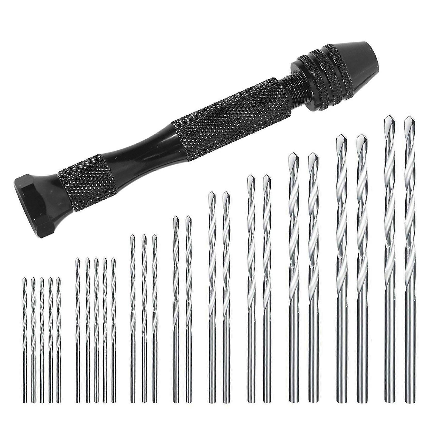 Hand Drill Set Precision Pin With 25 Pieces Mini Twist Drill Bits