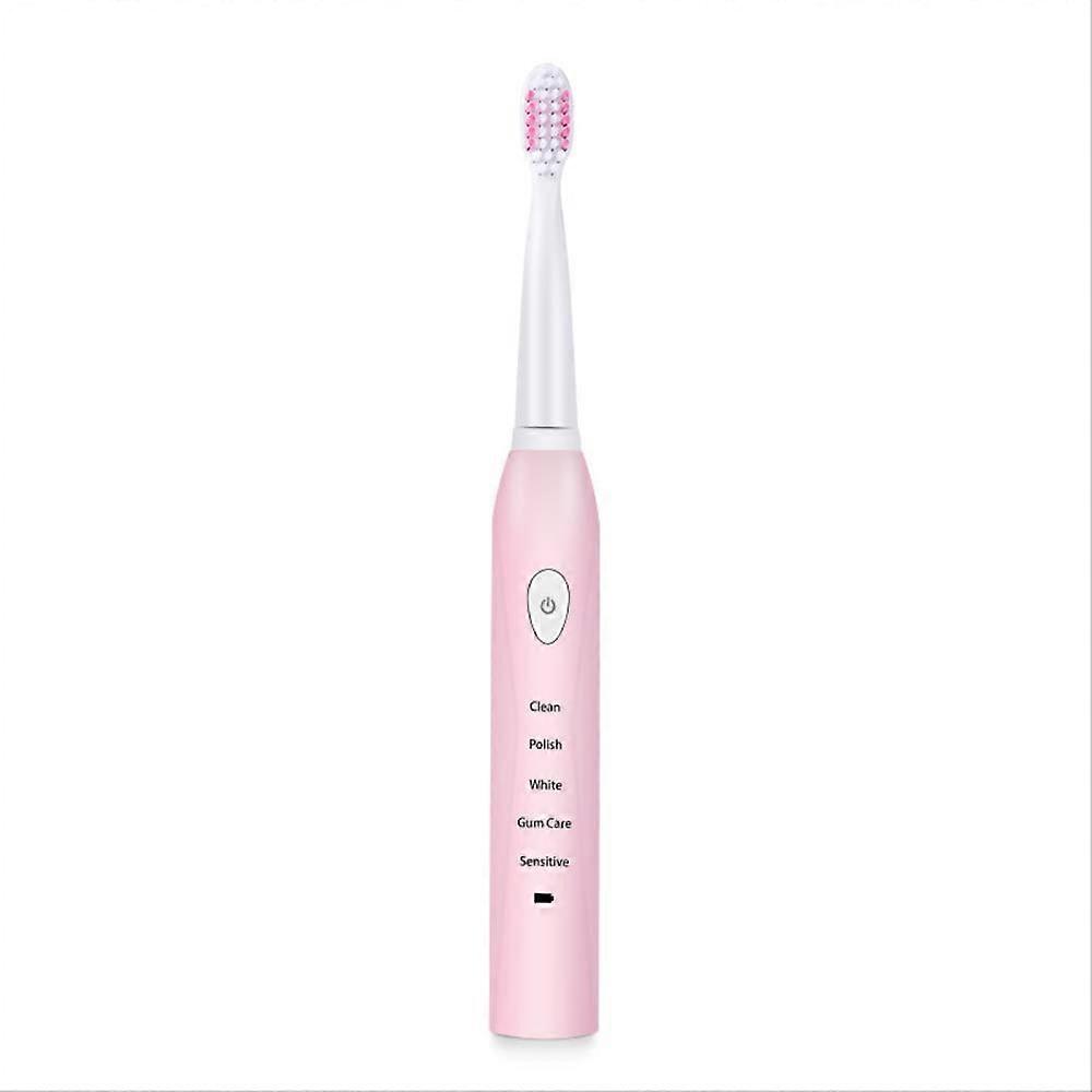 Electric Toothbrush Sonic Waterproof Soft Bristles with 4 Replaceable Heads for Adults E1