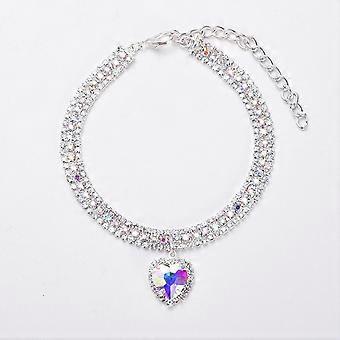 Dog Necklaces for Small Dogs, Diamond Male Cat Heart Collar Jeweled Diamond Pendant Bling Dog Jewelry for Puppy Small Dogs Boy Cats - Purple,XS
