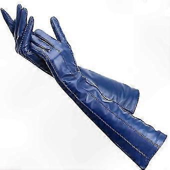 Women's Elegant Long Leather Gloves, 47cm, Winter Warmth Fashion Accessory