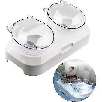 Doppelter Katzennapf mit erhöhtem Ständer, Futter- und Wassernäpfe für Hunde und Welpen, transparent, x
