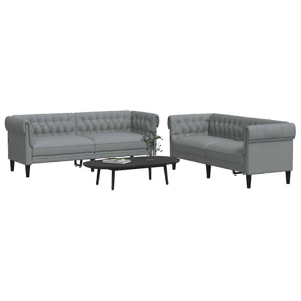 2-tlg. Sofagarnitur Hellgrau Stoff, SKU: 3209200