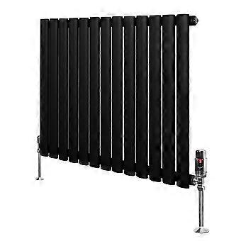 Oval Single Column Radiator 600mm x 780mm & TRV Chrome Valves Modern Designer Single Panel Central