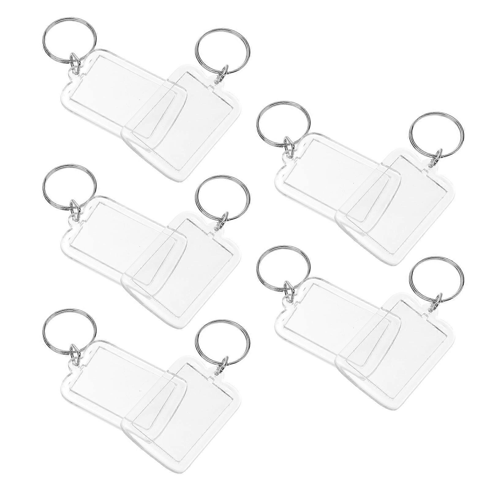 10pcs Blank Insert Photo Picture Frame Split Ring Keychain 5*3.3cm
