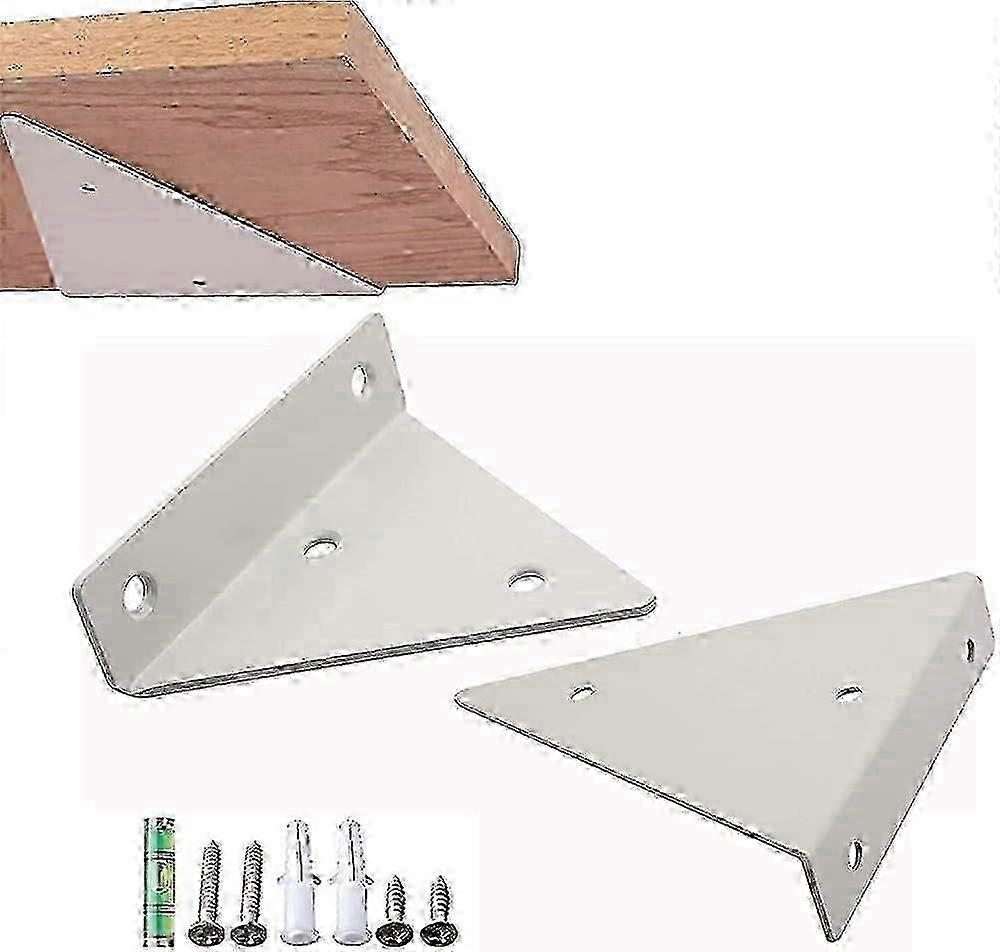 2 shelf brackets, floating triangular metal wall brackets for corner shelves, SZRH