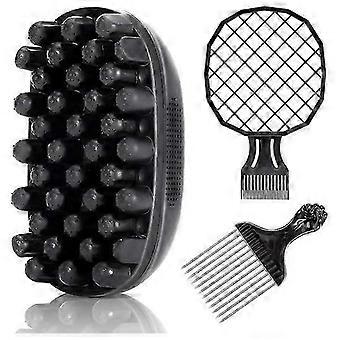 Premium Twist Hair Sponge Brush, Twist Styler Comb Set for Men & Women, Metal Brush Pick and Twist Comb for Afro, Curly JH3
