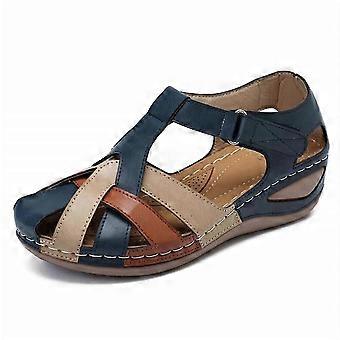 Lollita Orthopädie Plus Sandalen PU Leder Retro Bogen Unterstützung Bequeme Runde Zeh Sandalen für Frauen Zehenschutz Design