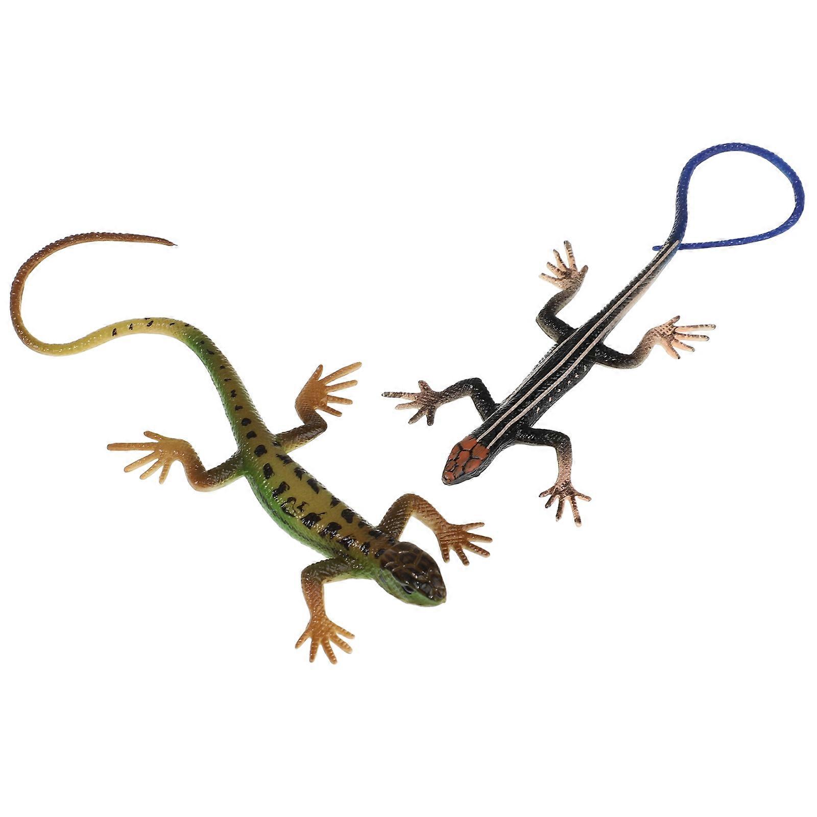 2 Pcs Mini Action Figures Lizard Models Artificial Lizard Realistic Rubber Lizard Haunted House Props Fake Lizard