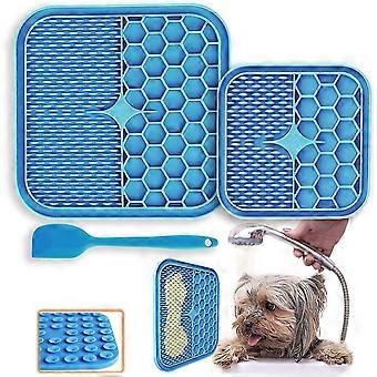 Dog Lick Mat - 2 In 1 Slow Feeder Licking Pads For Pet Bathing, Grooming, Nail