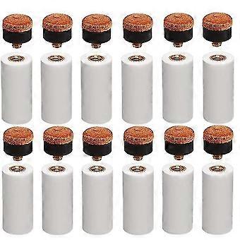 12 Sets 12mm Biljart Pool Cue Tips Messing Schroef Vervanging Tips Met Pool Cue Ferrule Voor Snooker Pool Cues