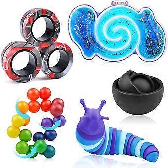 5 st Fidget-leksaker för vuxna, påskkorgar för tonåringar pojkar flickor, sensoriska leksaker för autism med spinner, magnetiska ringar, mjuka leksaker för ADHD och stresslindring