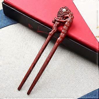 Conjunto de 3 Presilhas de Cabelo Estilo Retrô com Grampos Largos e Palitos de Madeira para Cabelo, Acessórios de Penteado para Meninas e Mulheres.