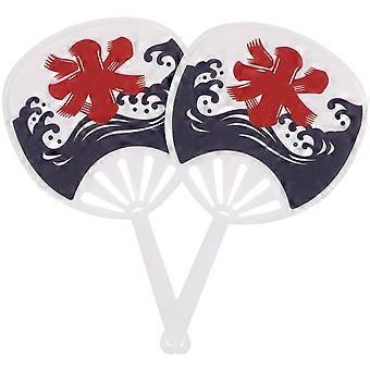 Mini Japanese Fan Ornamental Desktop Decor for Kids 2Pcs Blue Plastic Model